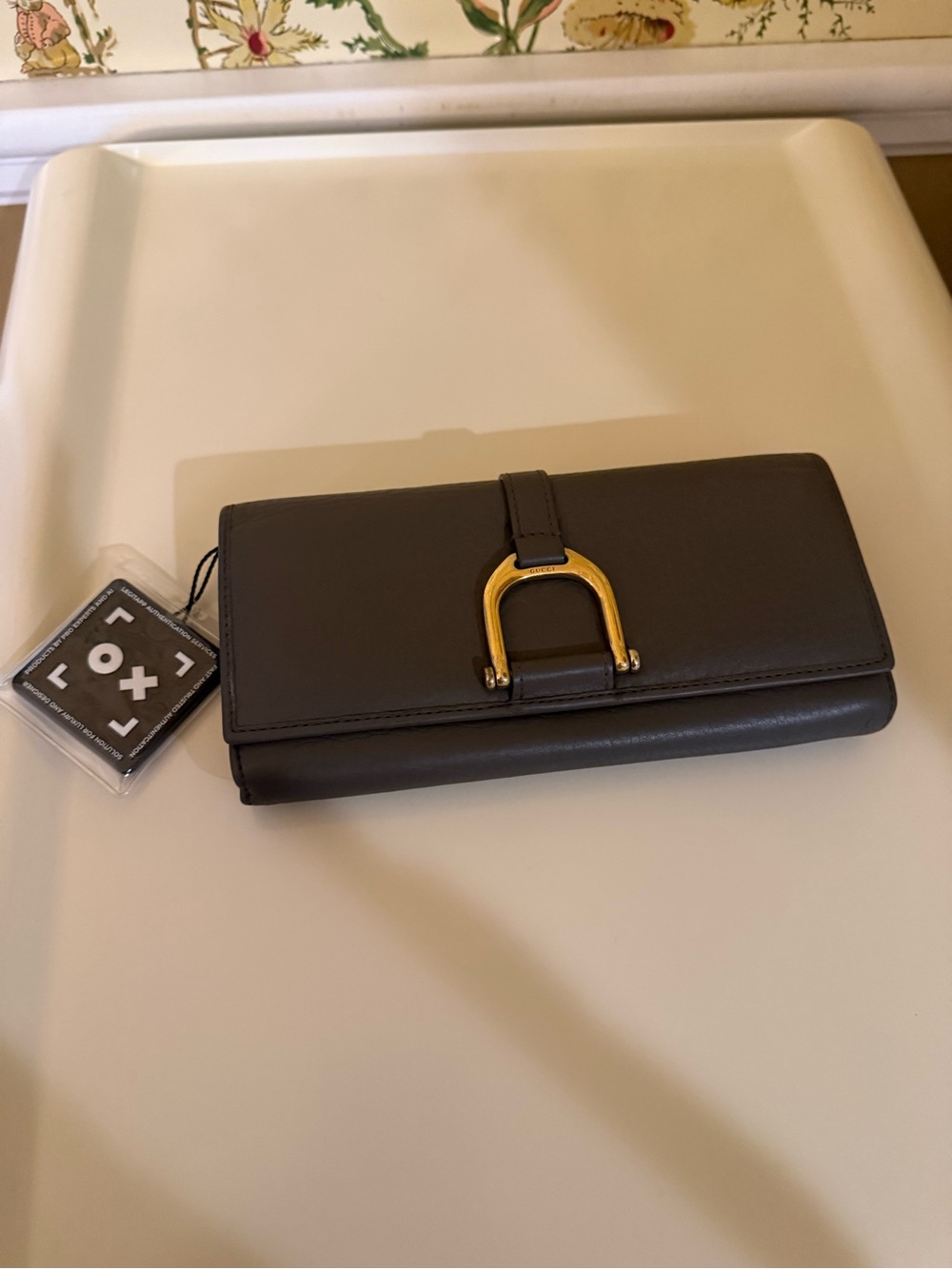 Gucci Horsebit Continental Wallet, taupe/gray leather